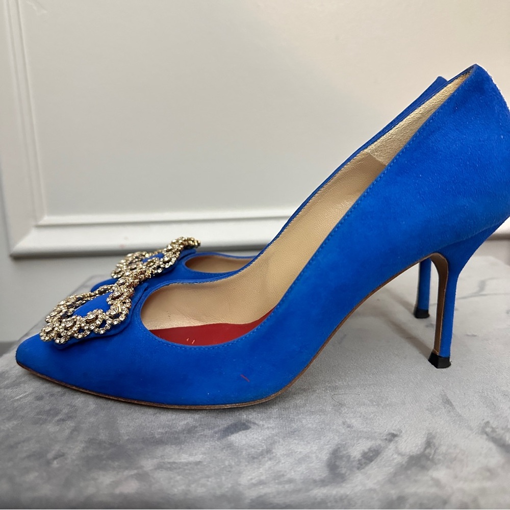 CH Carolina Herrera Suede Saphire Blue High Heel Pumps Size 37